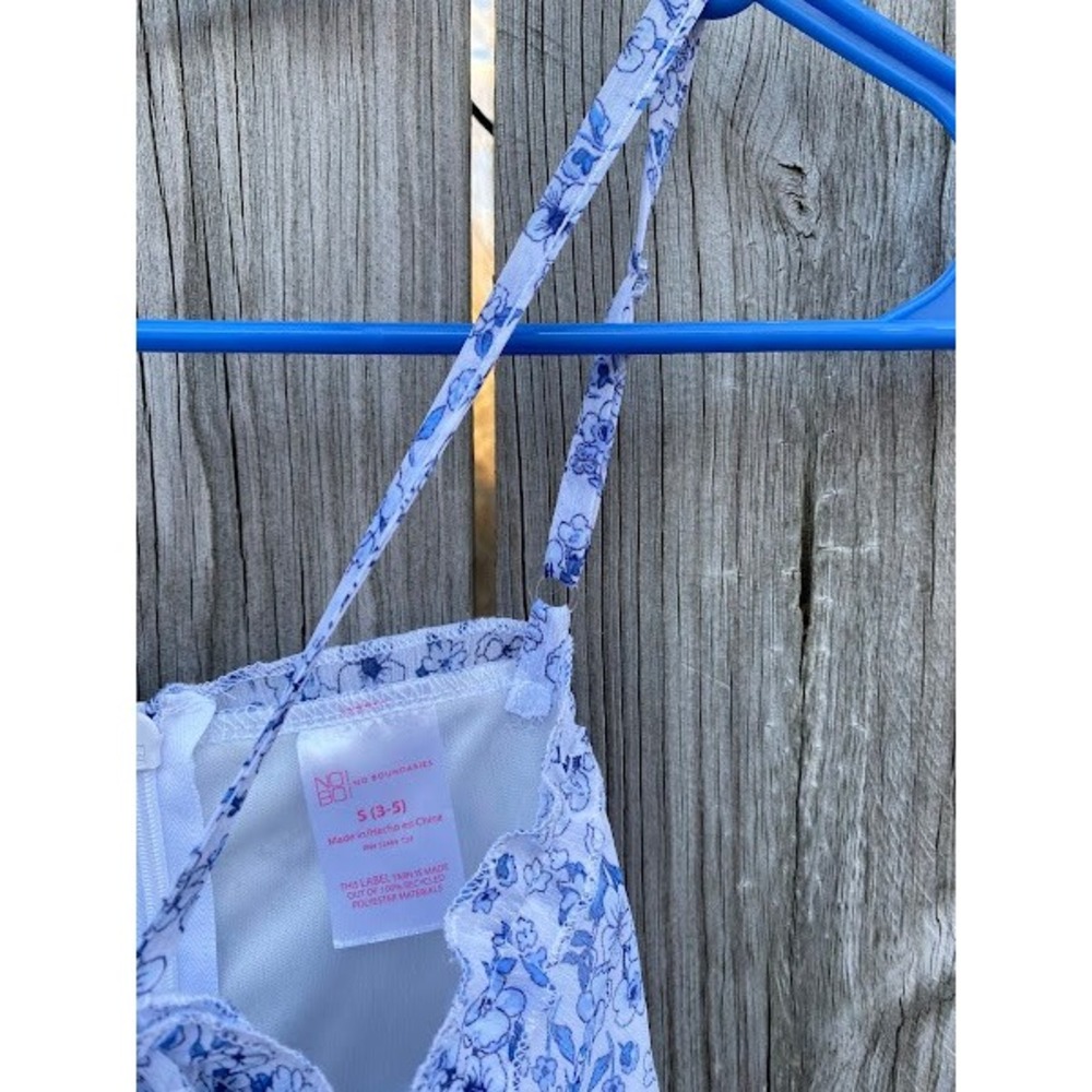 No Boundaries‎ Blue Floral Ruffle Midi Sundress White Sleeveless RN52469 S 3-5 - Picture 2 of 5